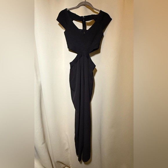 Bebe Black Cutout Jumpsuit Zippered Black Size Small Petite - Picture 4 of 11
